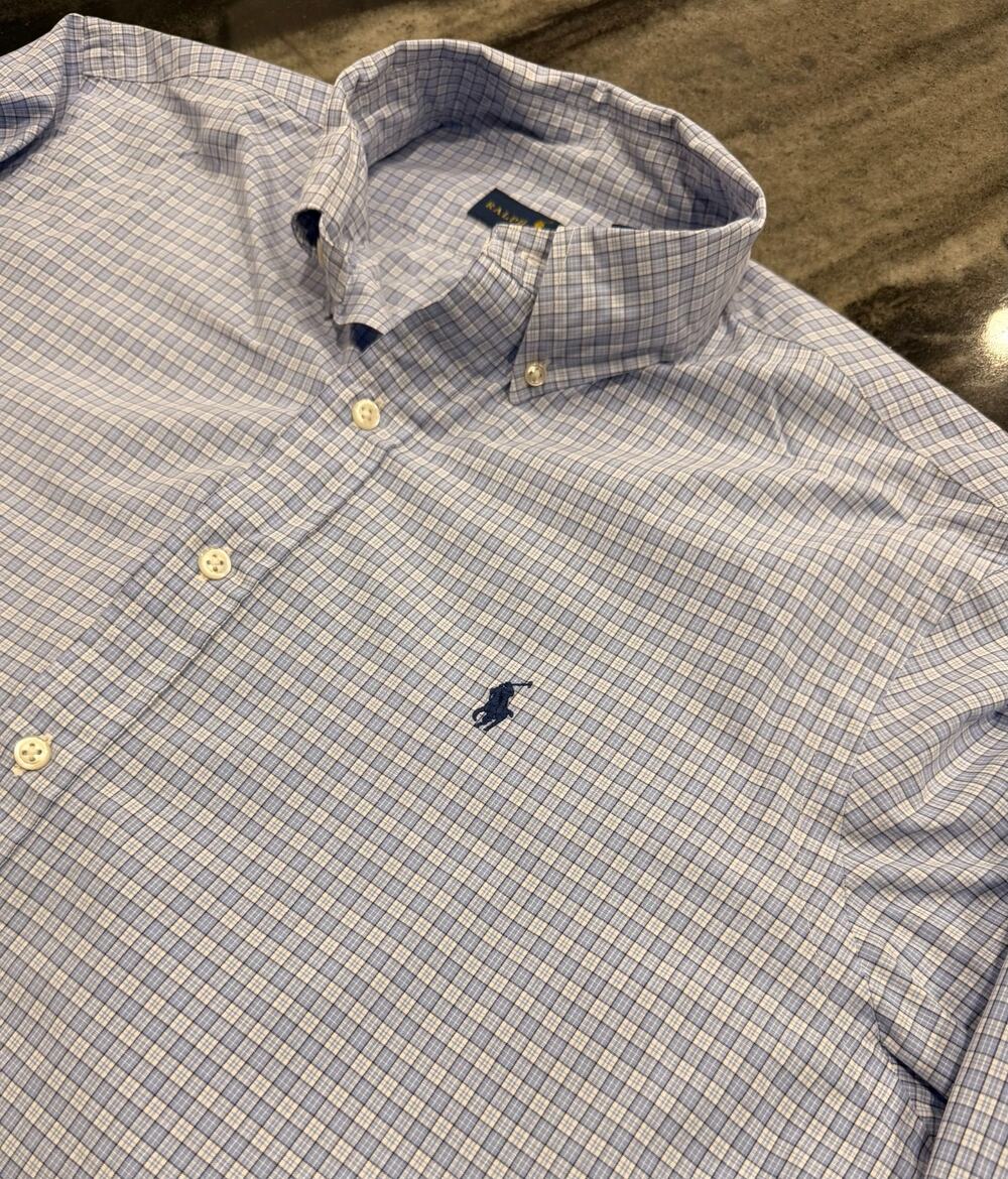 Polo Ralph Lauren Shirt 16 40/41 Blue Check Pony Button Down Long Sleeve